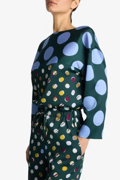 Clearance St. John Patchwork Polka Dot Pant Spruce Multi