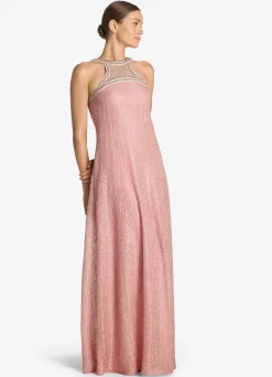 Hot St. John Rhinestone Mesh Knit Dress Rouge Multi