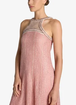 Hot St. John Rhinestone Mesh Knit Dress Rouge Multi