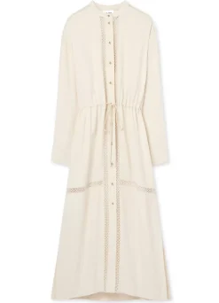 St. John Satin Back Crepe Dress Ecru