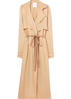 Sale St. John Satin Back Crepe Trench Jacket Macaroon