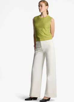 Outlet St. John Sequin and Rib Knit Shell Chartreuse