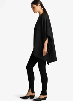 New St. John Sequin Knit Cape Black