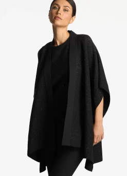 New St. John Sequin Knit Cape Black