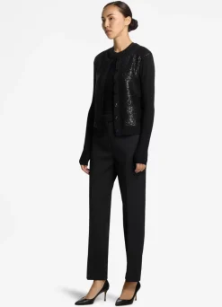 Best St. John Sequin Knit Cardigan Black