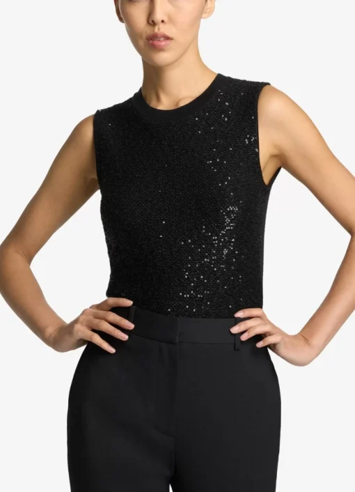 New St. John Sequin Knit Shell Black - St. John Womens