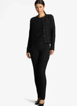 Sale St. John Sequin Stretch Knit Cardigan Black