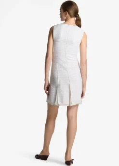 Clearance St. John Sequin Tweed Open Weave Dress Ivory Multi
