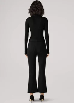 New St. John Silk and Wool Long Sleeve Polo Black