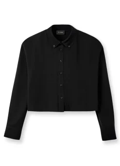 Discount St. John Silk Collared Blouse Black