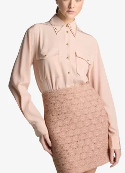 Online St. John Silk Crepe De Chine Blouse Light Blossom