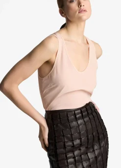 New St. John Silk Crepe De Chine Shell Light Blossom