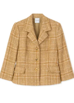 Hot St. John Soft Check Tweed Jacket Tan Multi