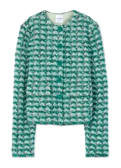 Hot St. John Soft Slub Wool Tweed Jacket Teal Multi