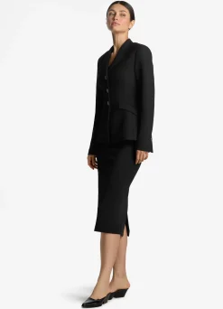 Sale St. John Stretch Crepe Suiting Jacket Black