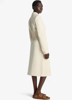 St. John Stretch Crepe Suiting Skirt Ecru