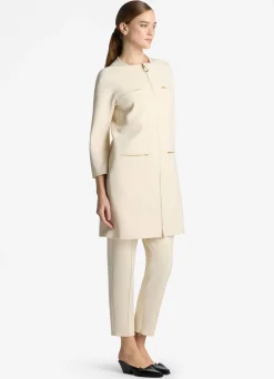Best St. John Stretch Crepe Zip Jacket Ecru