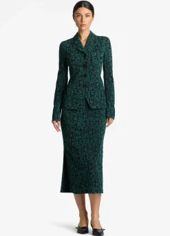 Outlet St. John Stretch Geo Jacquard Jacket Spruce/Black Multi