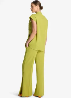 Sale St. John Stretch Italian Knit Cady Top Chartreuse