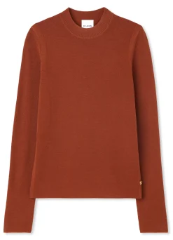 Outlet St. John Stretch Knit Long Sleeve Top Brick