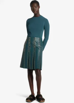 New St. John Stretch Knit Long Sleeve Top Prussian Blue