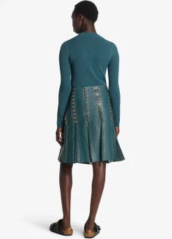 New St. John Stretch Knit Long Sleeve Top Prussian Blue