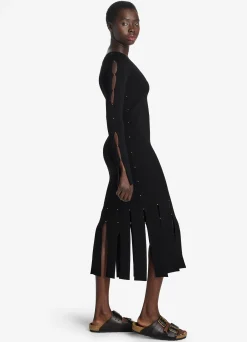 Discount St. John Stretch Knit Slit Dress Black