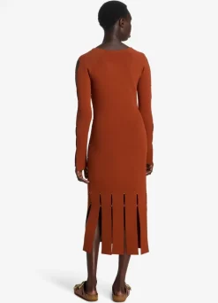 Outlet St. John Stretch Knit Slit Dress Brick