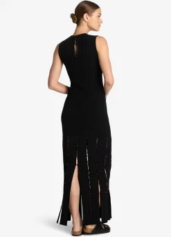 Outlet St. John Stretch Knit Slit Gown Black