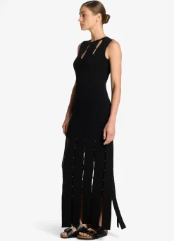 Outlet St. John Stretch Knit Slit Gown Black