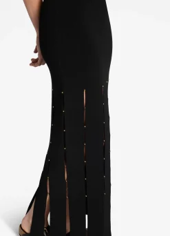 Outlet St. John Stretch Knit Slit Gown Black