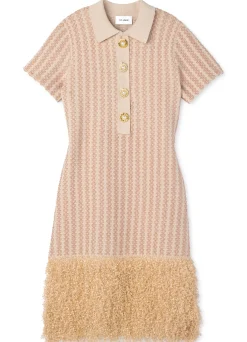 Discount St. John Stretch Lurex Knit Dress Light Peony Multi