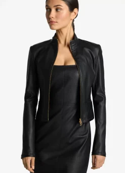 Hot St. John Stretch Nappa Leather Jacket Black