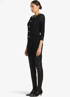 St. John Studded Pique Knit Cardigan Black