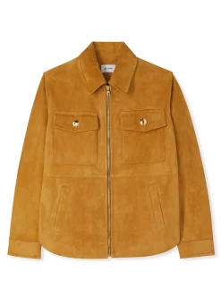 New St. John Suede Collared Jacket Caramel