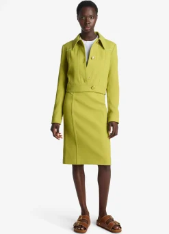 Best St. John Tailored Wool Blend Skirt Chartreuse