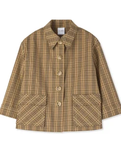 Best St. John Technical Plaid Jacket Tan Multi