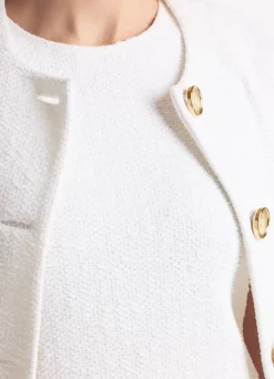 Clearance St. John Textured Boucle Knit Jacket Optic White