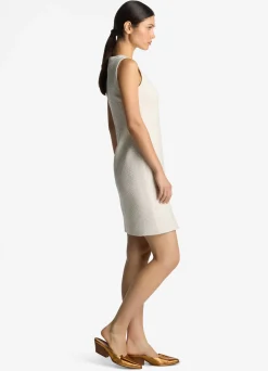 St. John Textured Open Weave Dress Ivory Multi