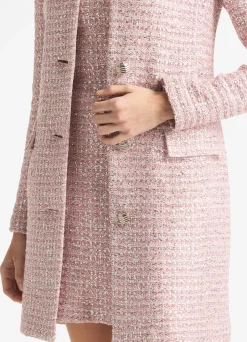 Online St. John Textured Plaid Sequin Knit Topper Pink/Rose Multi