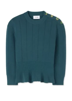 Online St. John Textured Stitch Knit Sweater Prussian Blue