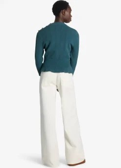 Online St. John Textured Stitch Knit Sweater Prussian Blue