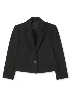 Hot St. John The Broadway Cropped Blazer in Stretch Crepe Suiting Black