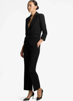 Hot St. John The Broadway Cropped Blazer in Stretch Crepe Suiting Black