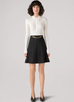 New St. John Twill Skirt with Chain Black