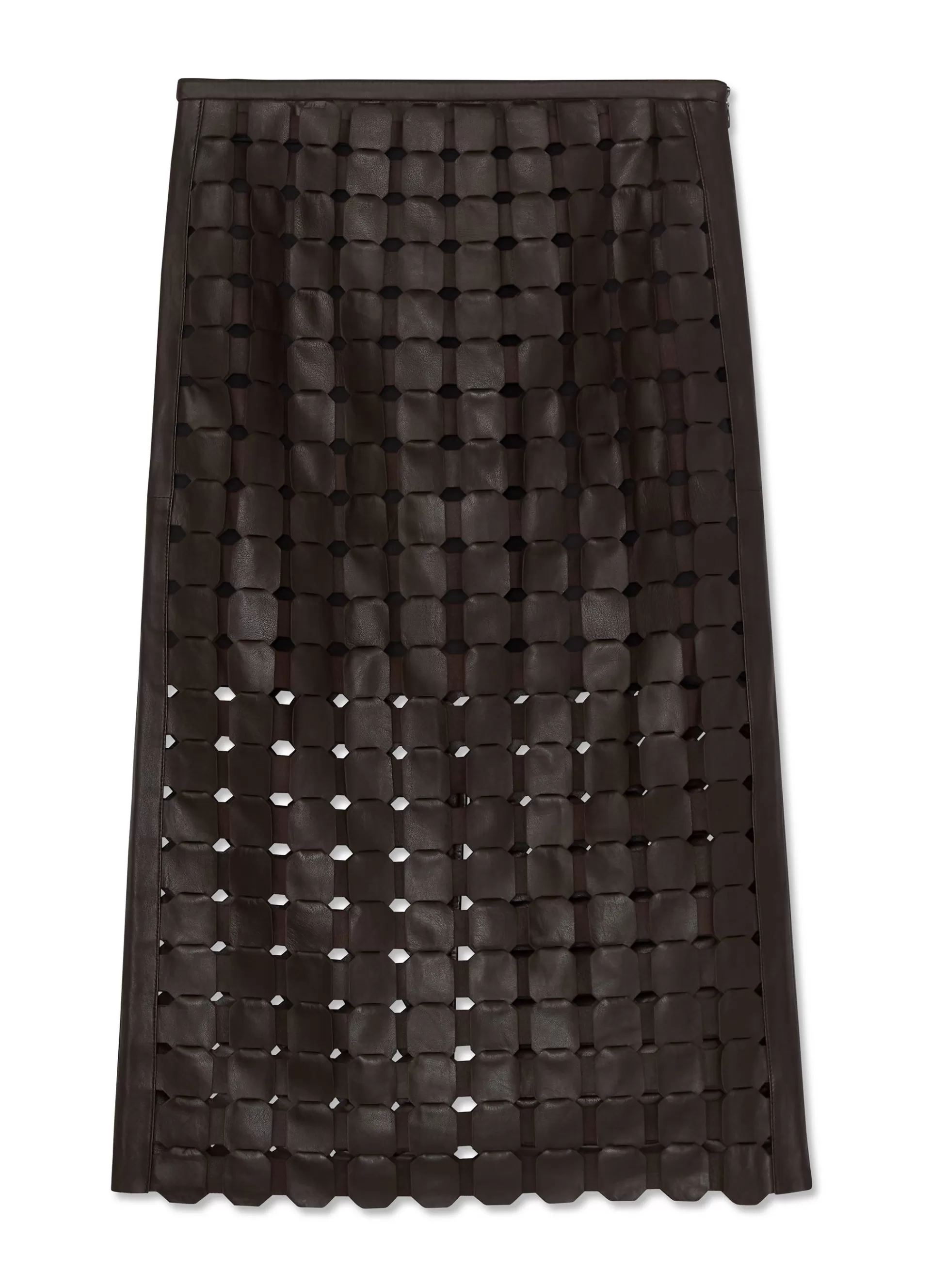 St. John Geometric Weave Leather Skirt | COORDINATING SETS | ELEVATED ESSENTIALS