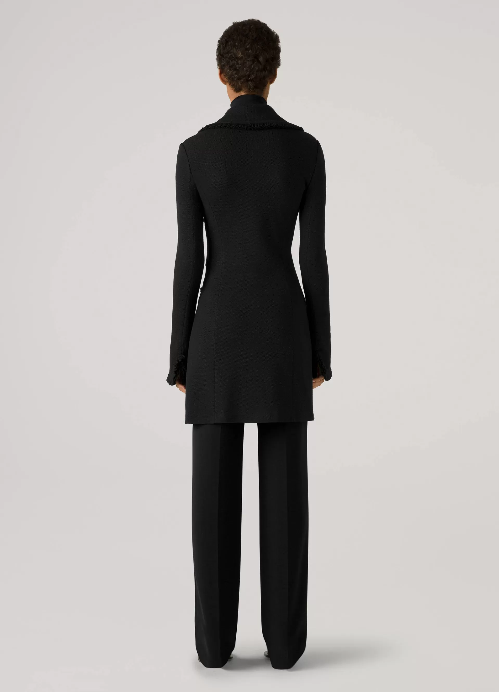 St. John Milano Pique Knit Fit Flare Topper With Knit Fringe Trim | JACKETS | JACKETS & COATS