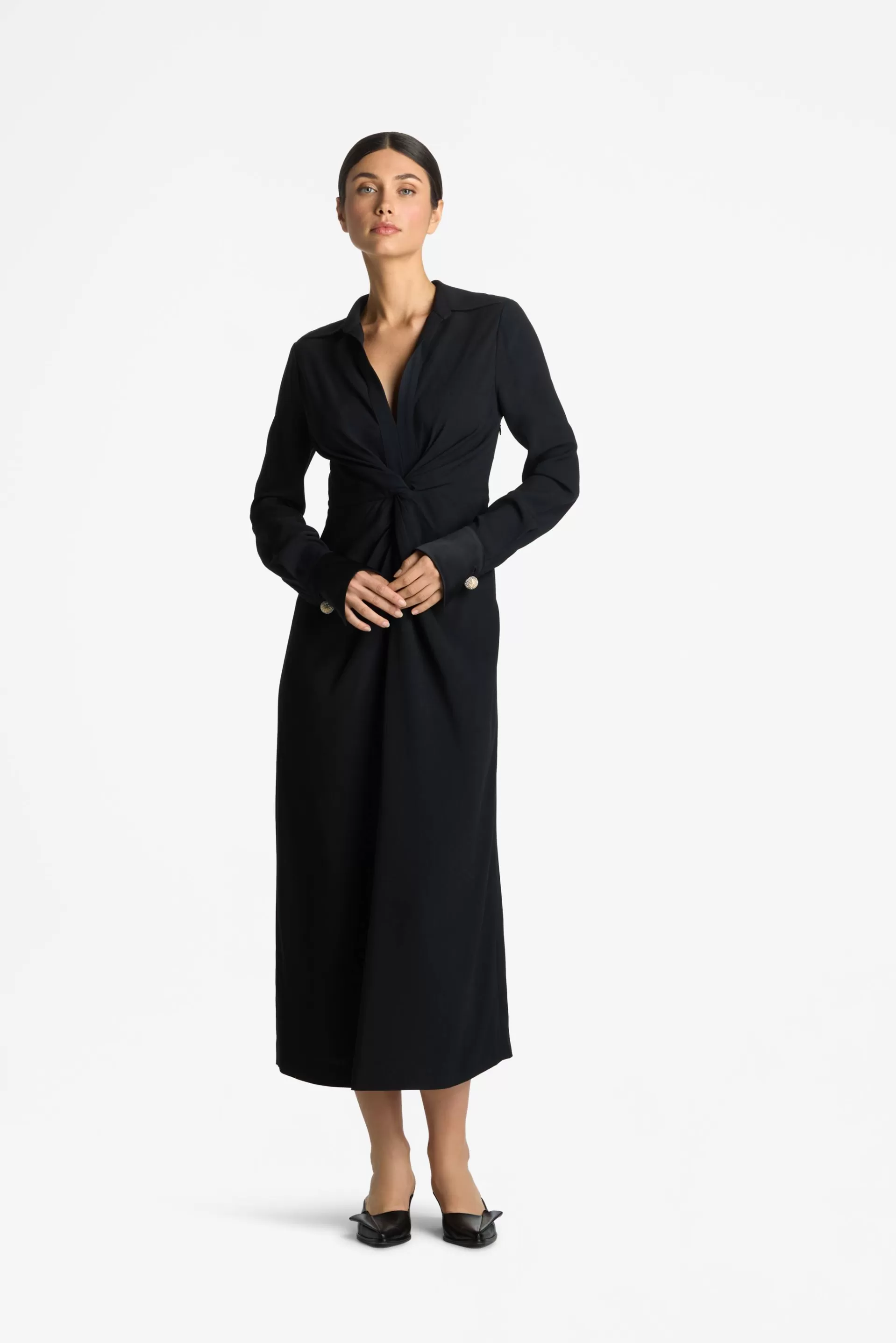 St. John Satin Back Crepe Shirt Dress | WORKWEAR DRESSES | DAY DRESSES