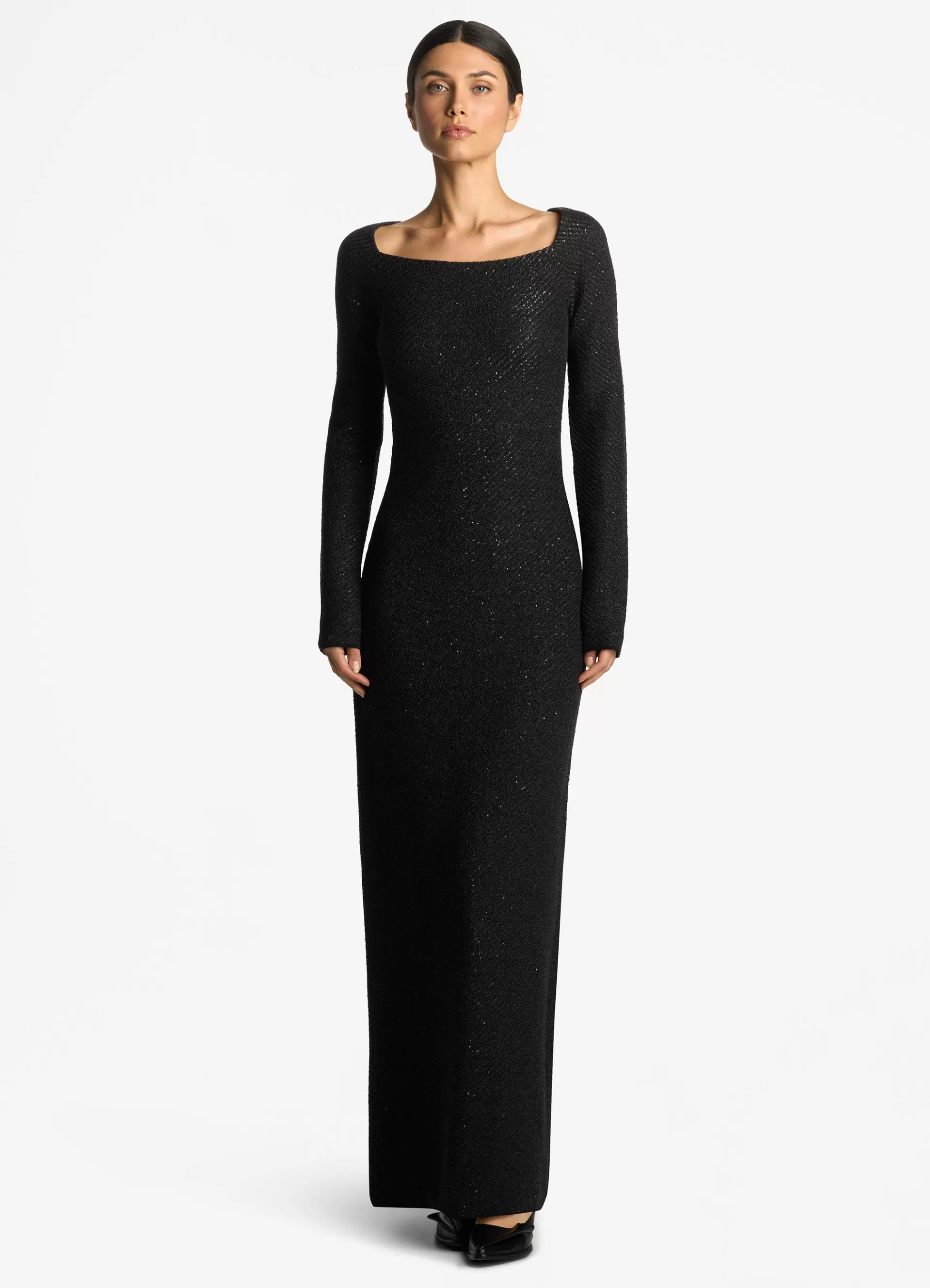 St. John Sequin Twill Knit Square Neck Gown | EVENING WEAR | DRESSES