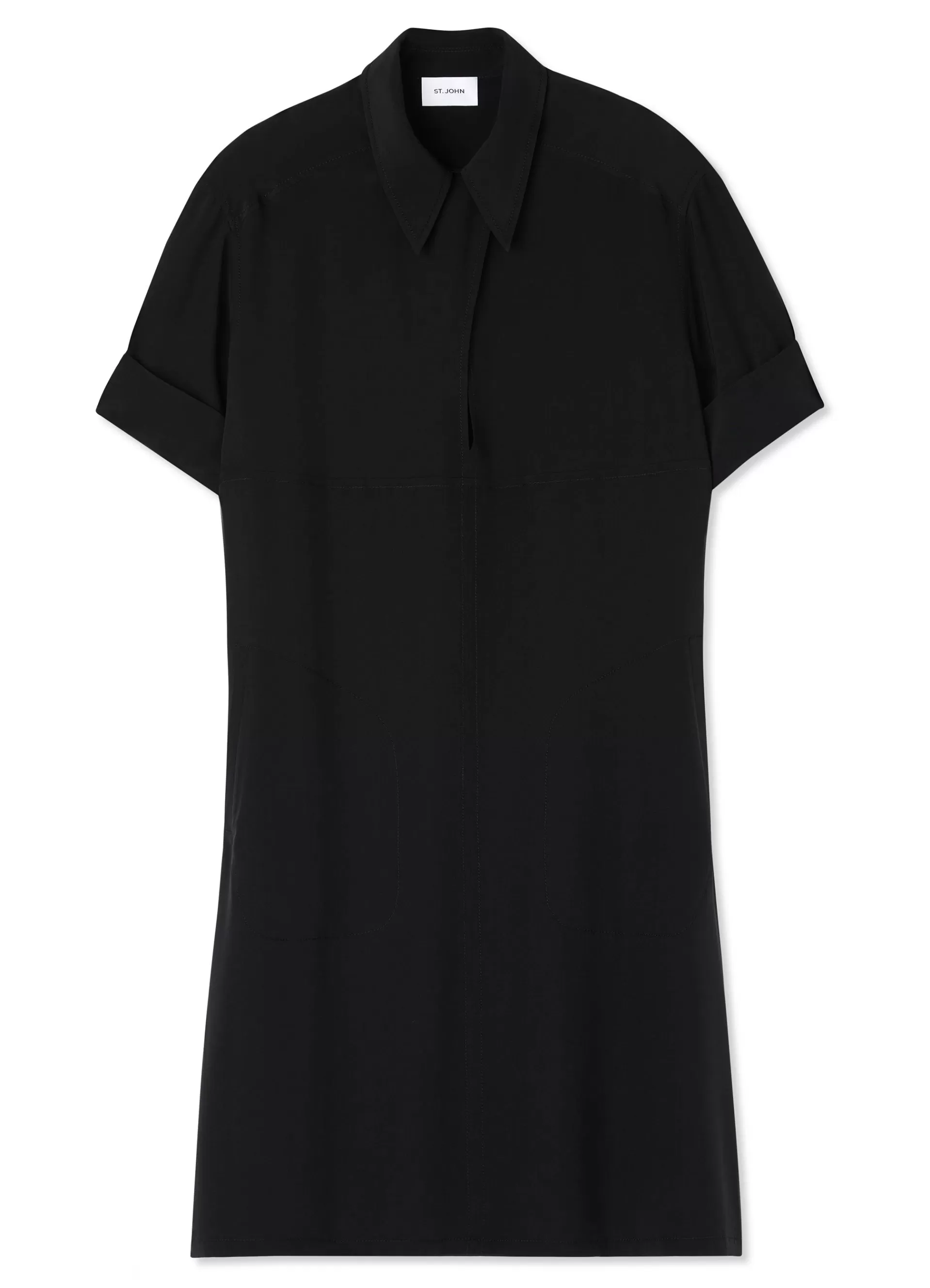 St. John Silk Crepe De Chine Keyhole Shirt Dress | WORKWEAR DRESSES | DAY DRESSES